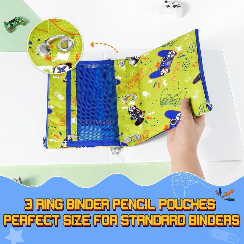 WAWSAM Game Pencil Pouch for 3 Ring Binder, Binder Pencil Pouches for boys with Zipper, Pencil Case with Clear Window, Cosmetic Bags for Office School College Supplies - Image 2